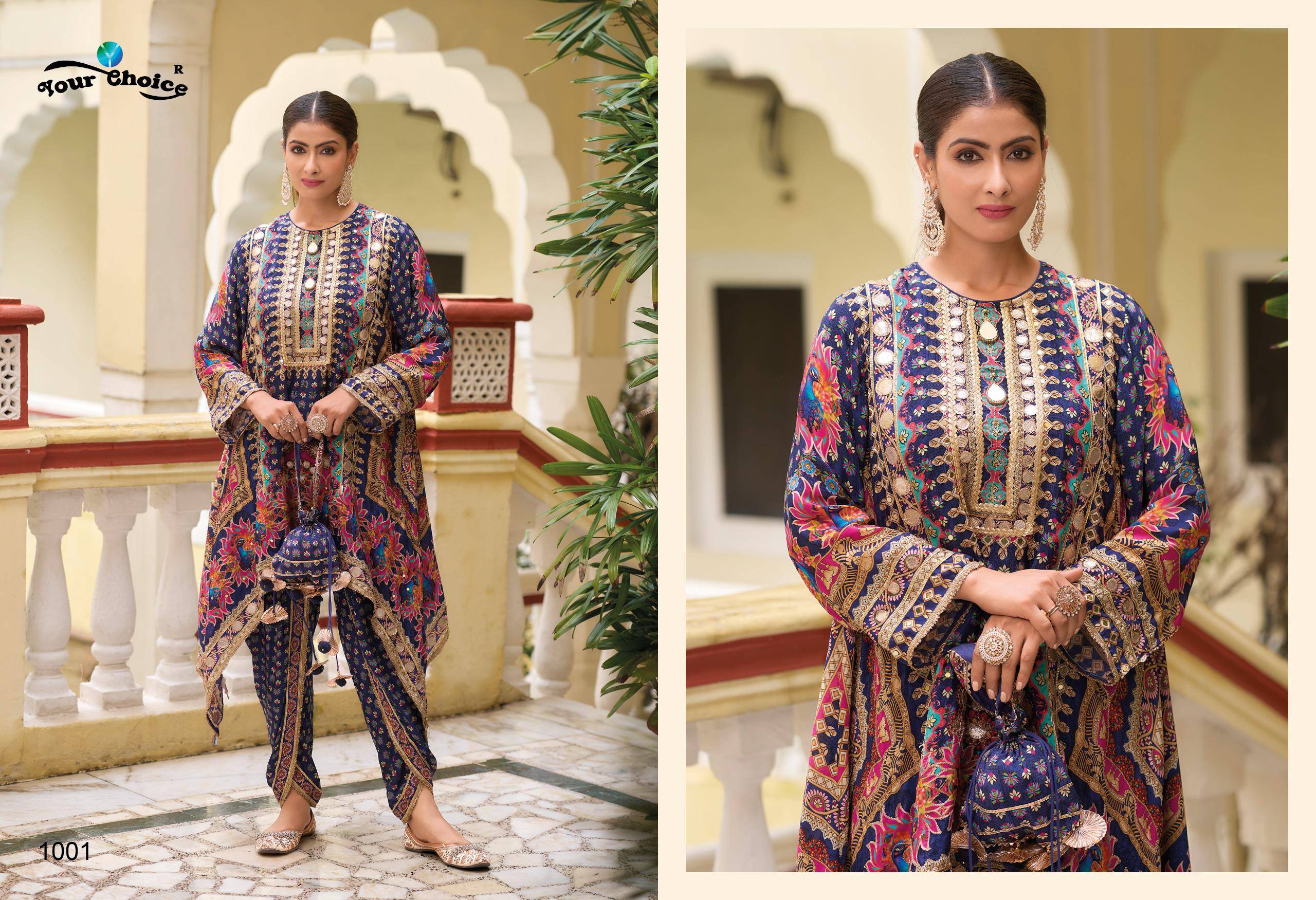 KIKO By Your Choice 1001 to 1002 Series Designer Festive Suits Collection Beautiful Stylish Fancy Colorful Party Wear & Occasional Wear Heavy Chinon Dresses At Wholesale Price